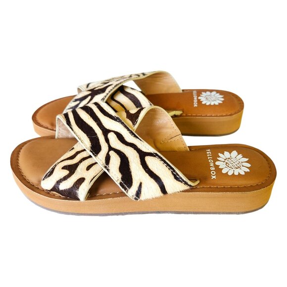 Yellowbox Zebra Ansila Leather Sandal Women's Size 6 M - Picture 3 of 10